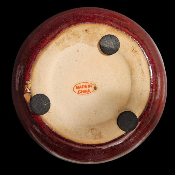 Drip Glaze Ceramic Vase Red Brown Yellow Small 5” Accent Decor - Picture 7 of 7